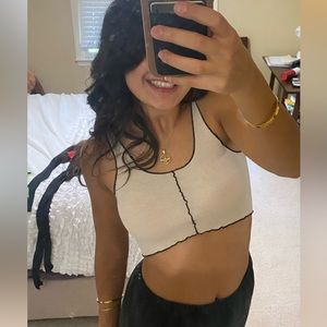 Beige and black crop top